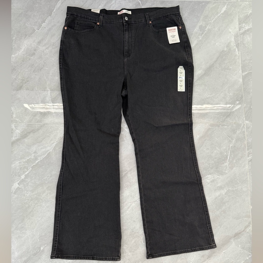 Women’s Signature By Levi Strauss Heritage High-Rise Flare Black Jeans 22W
